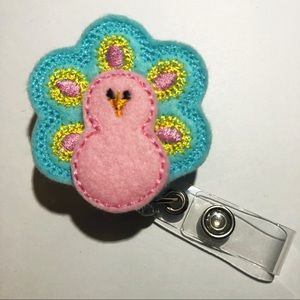 Springtime Peacock Felt Badge Reel